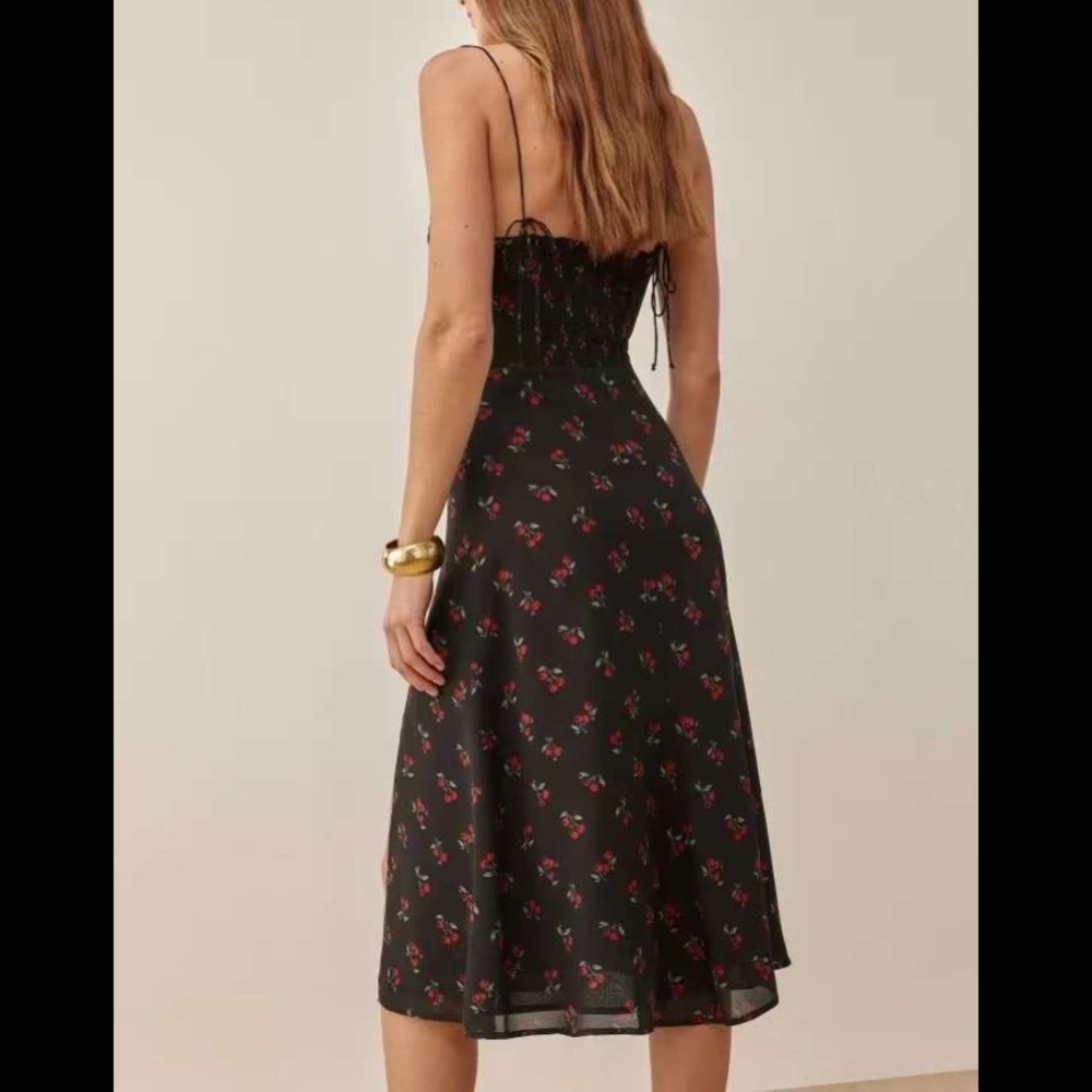 Reformation juliette Dress 👗black cherry AUTHENTIC - Picture 4 of 15